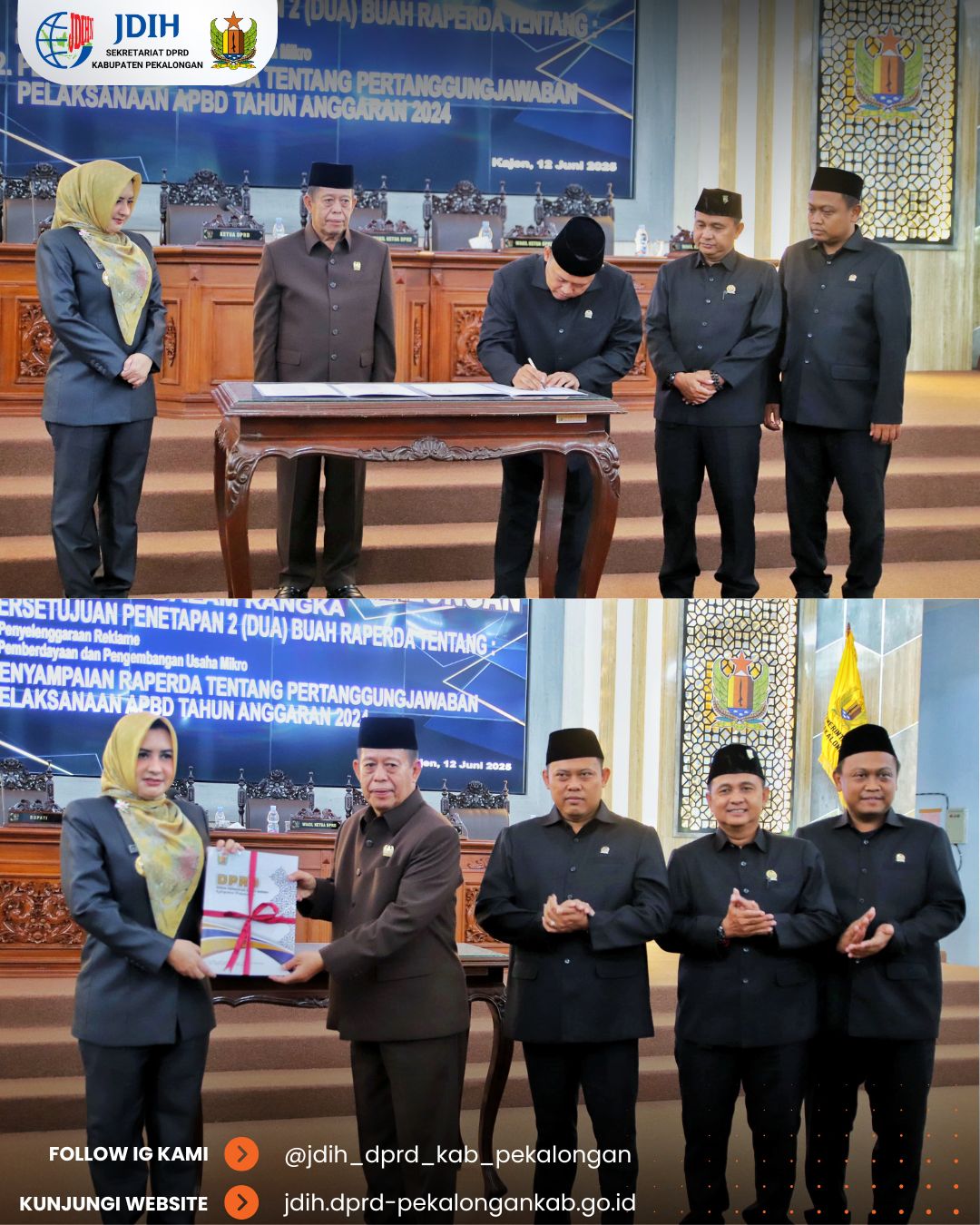 DPRD Kabupaten Pekalongan Setujui Dua Raperda dan Terima Raperda Pertanggungjawaban APBD 2024