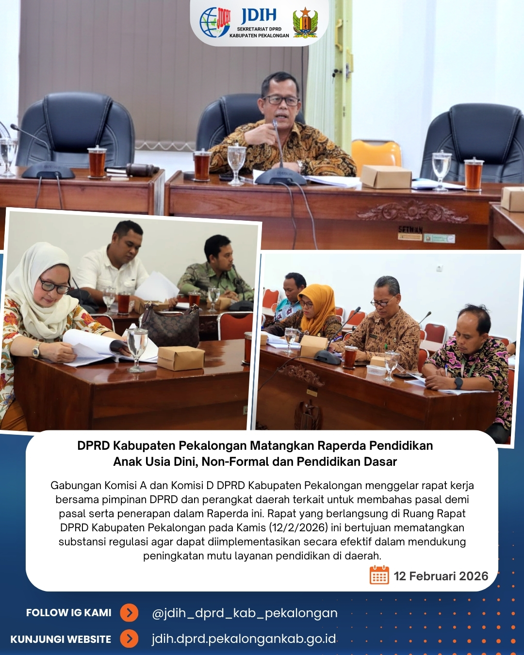 DPRD Kabupaten Pekalongan Matangkan Raperda Pendidikan Anak Usia Dini, Non-Formal dan Pendidikan Dasar