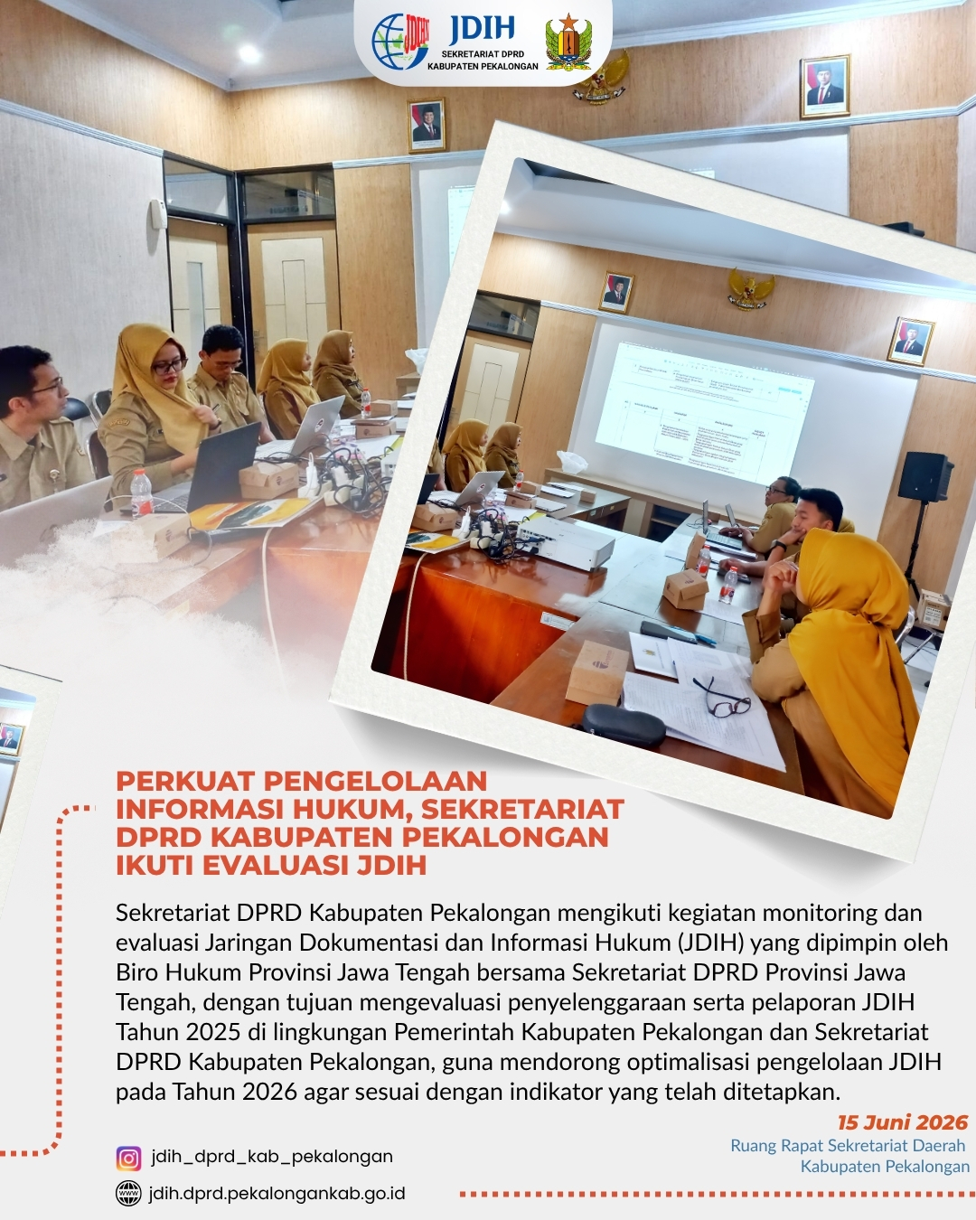 Perkuat Pengelolaan Informasi Hukum, Sekretariat DPRD Kabupaten Pekalongan Ikuti Evaluasi JDIH