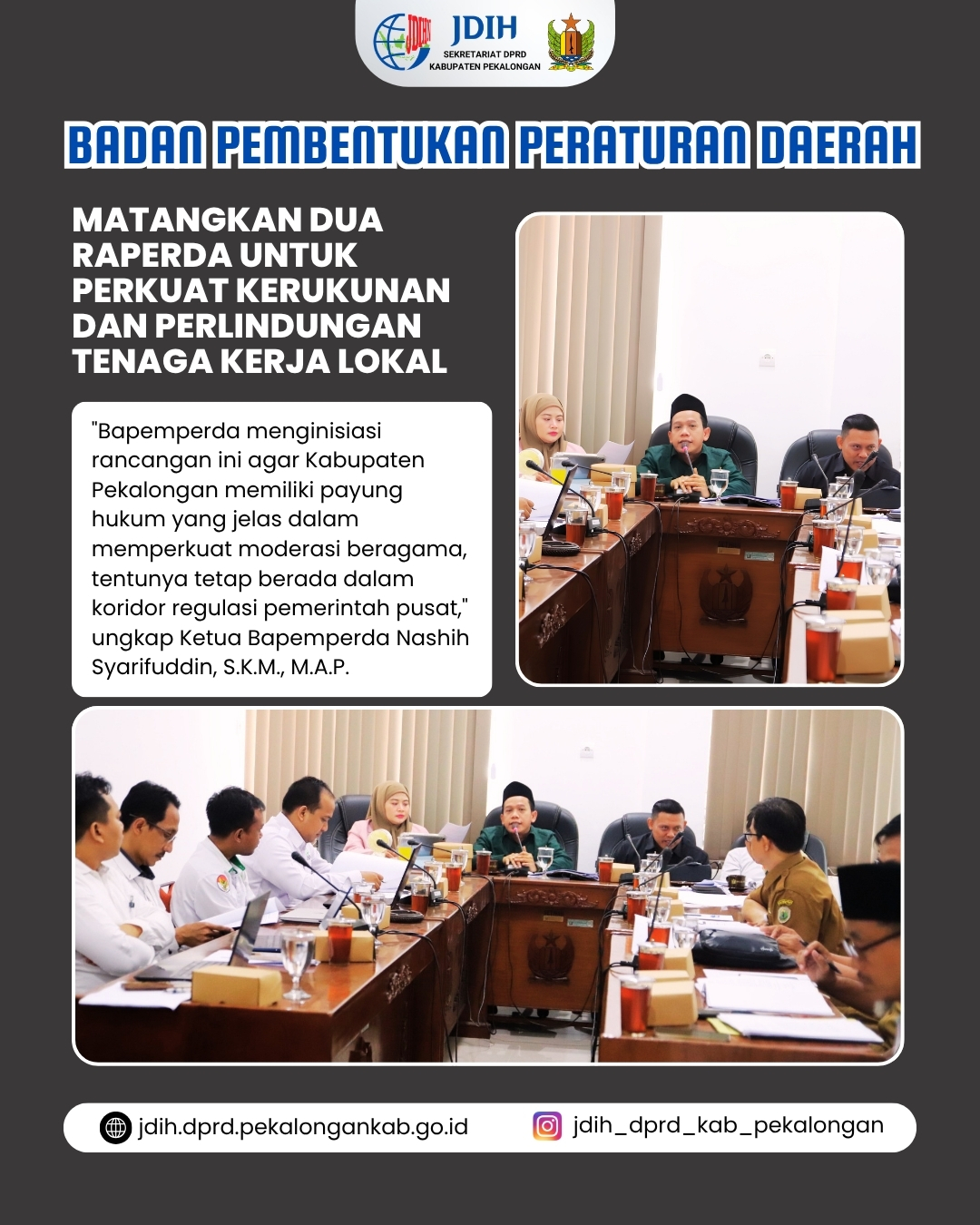Bapemperda DPRD Kabupaten Pekalongan Matangkan Dua Raperda untuk Perkuat Kerukunan dan Perlindungan Tenaga Kerja Lokal